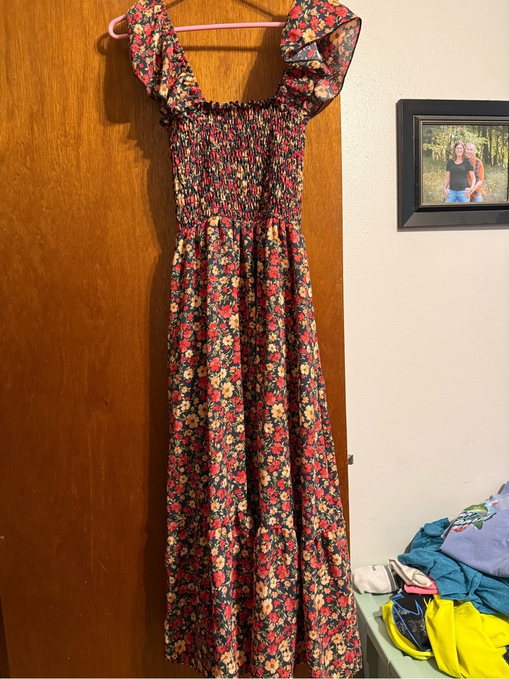 Umgee Floral Maxi Dress in Black, Red & Cream